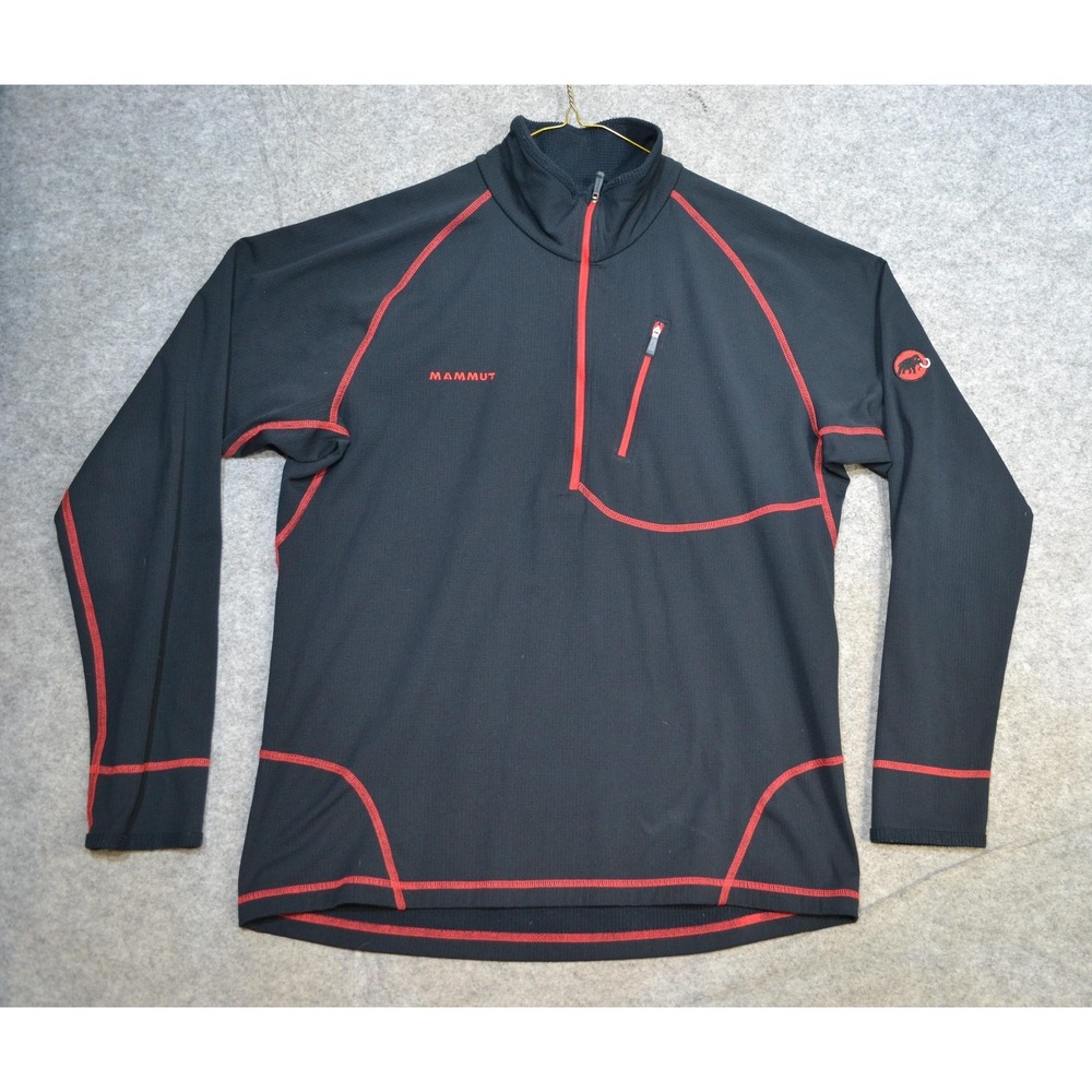 Mammut Kala Pattar Mens XL Black 1/4 Zip Fleece Mock Neck Long Sleeve Hiking Top